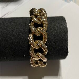 Gold Chain Link Bracelet with Crystal Accents